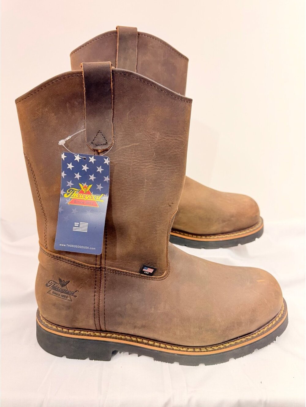 THOROGOOD AMERICAN HERITAGE STEEL-TOE WELLINGTON PULL-ON WORK BOOTS size 12 2 E